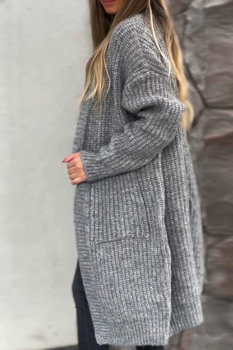 Women's casual loose solid color sweater cardigan