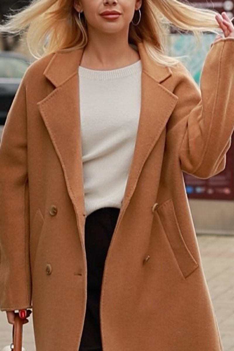 Women's Solid Color Mid-Length Overcoats