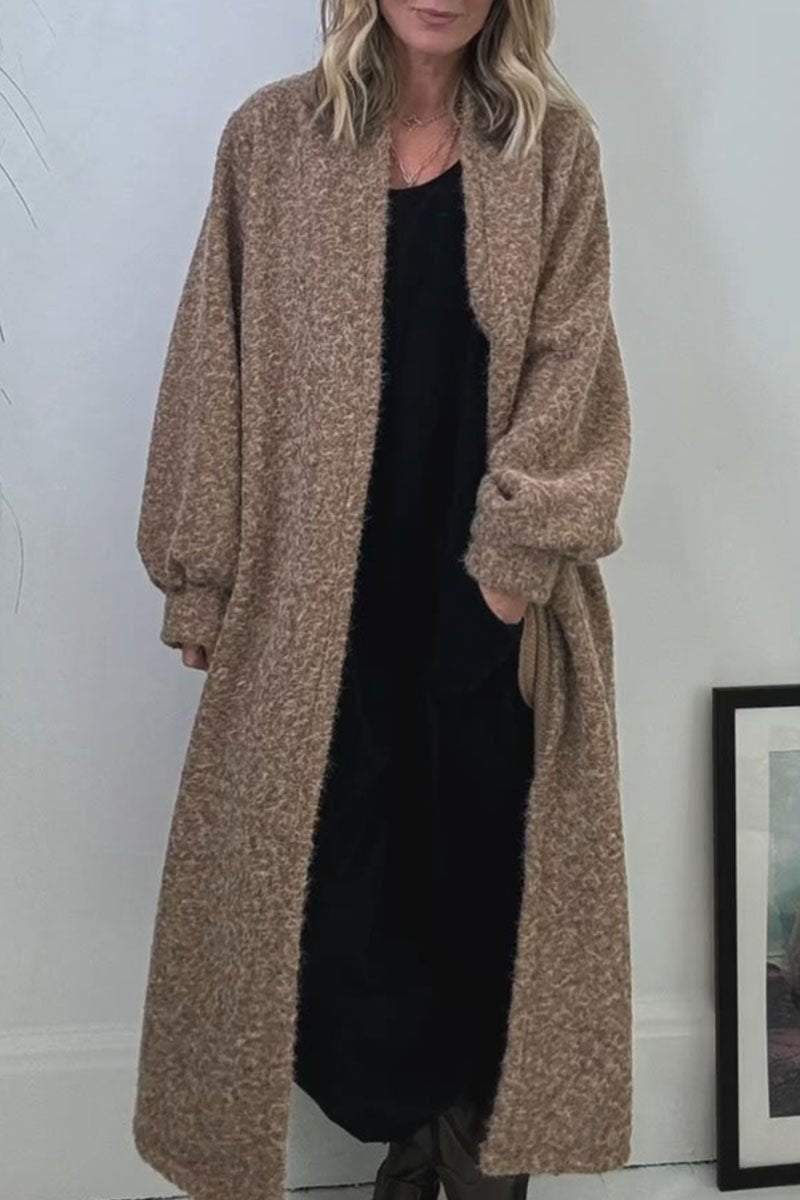 Women's Long Sleeve Plush Long Cardigan