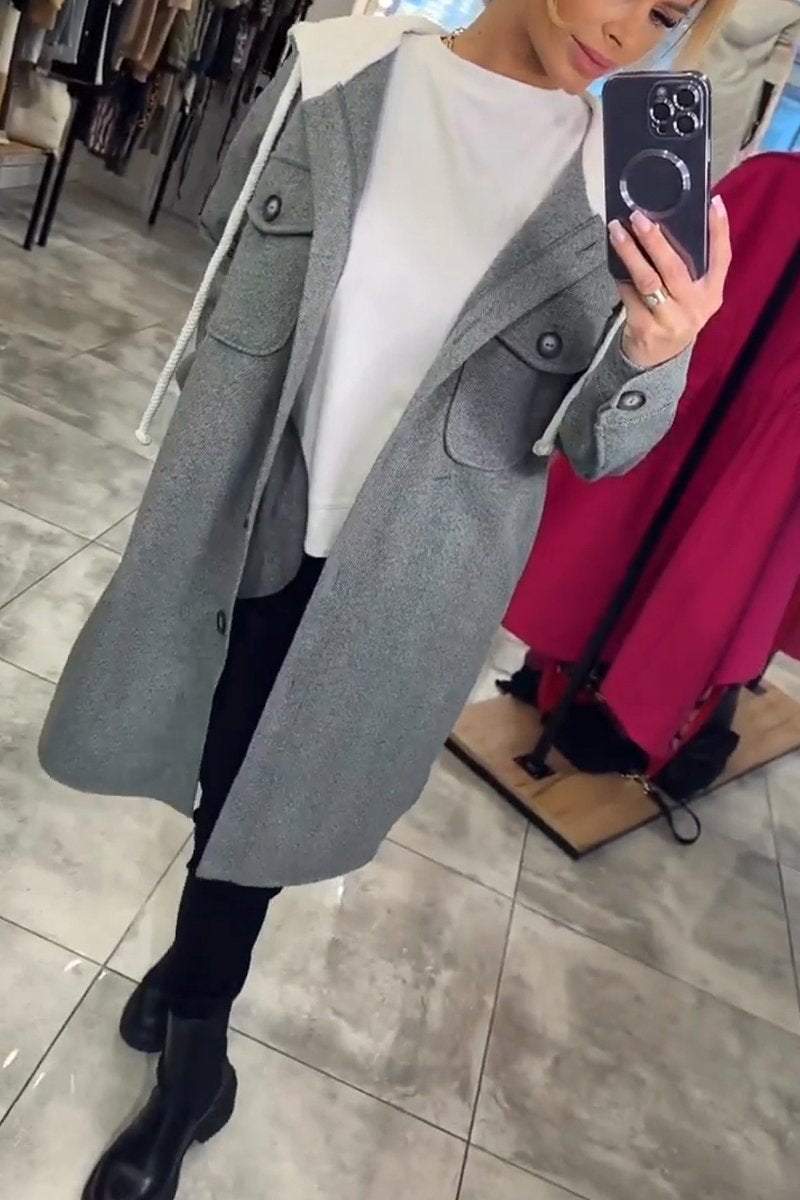 Women's Casual Hooded Twill Coat