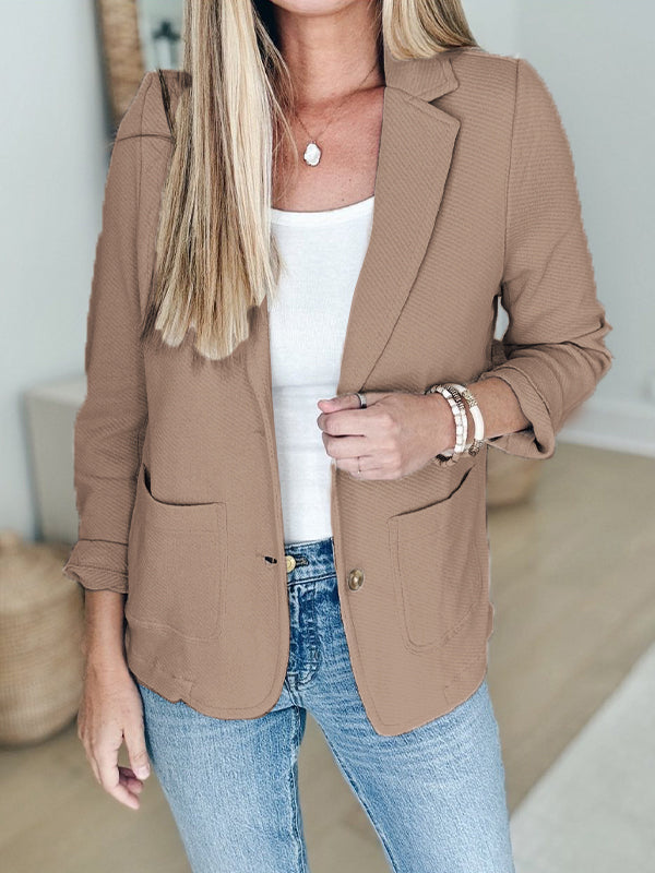 Women's Lapel Button Casual Jacket