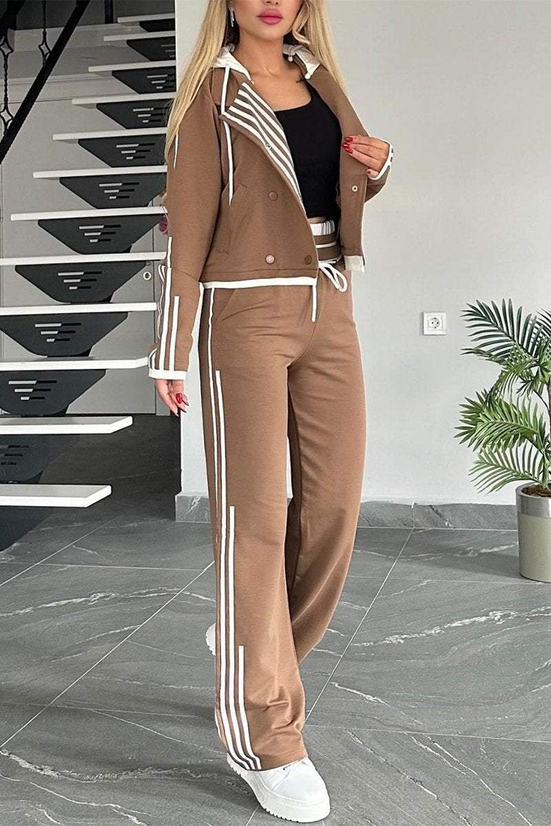 Women's Contrast Web Hooded Pants Suit