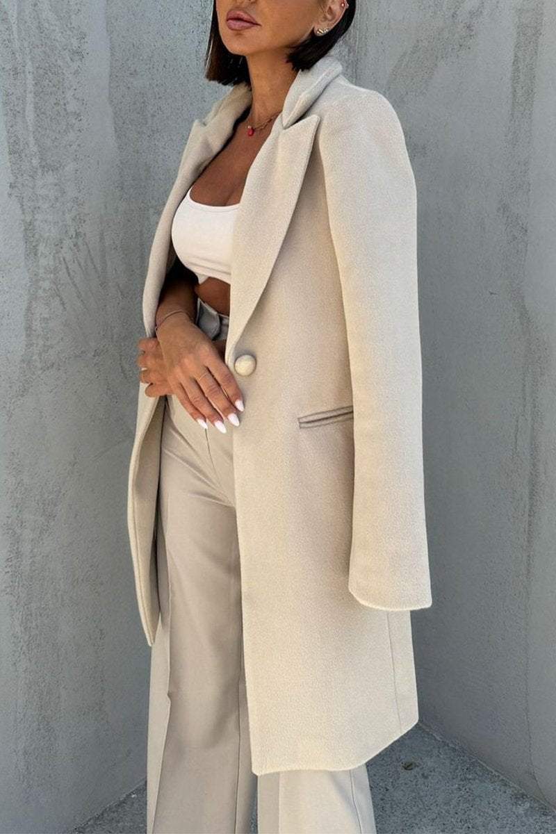 Women's Casual Lapel Solid Color Coat