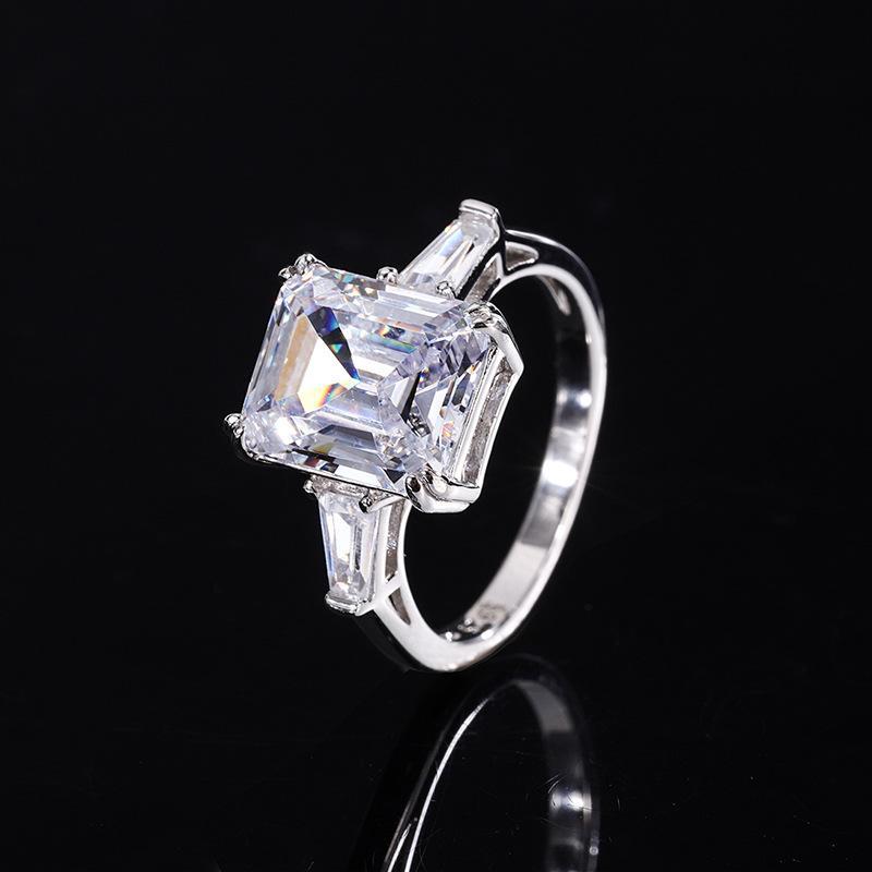 High Carbon Diamond Radiant Cut Pendant Ring