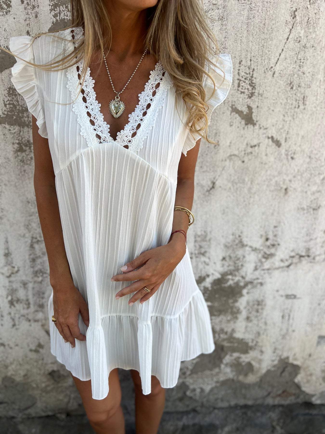 V-neck Lace Patchwork Dress