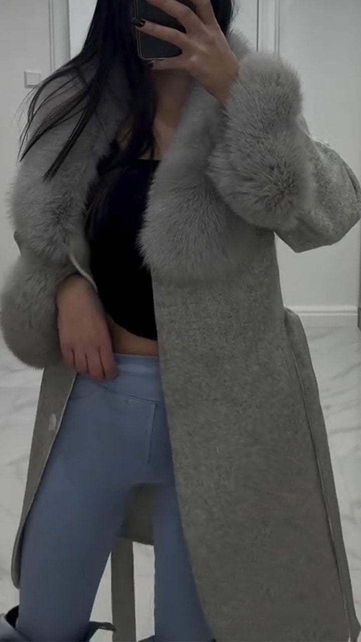 Women's Fur Waisted Long Coat