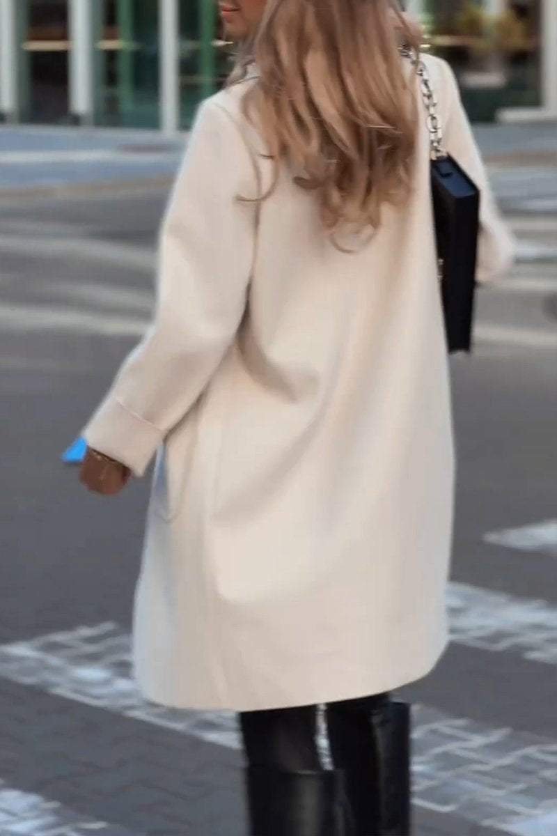 Ladies Winter All Atmospheric Solid Color Lapel Coat