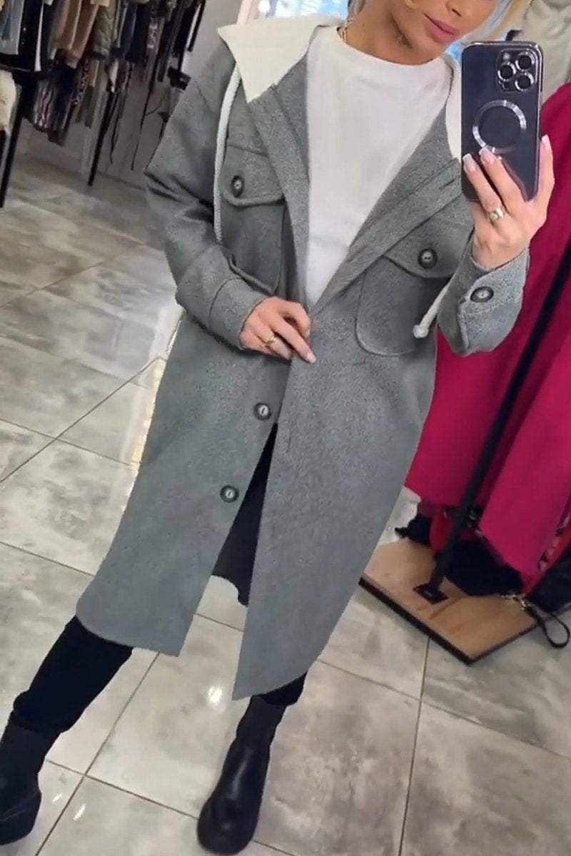 Women's Casual Hooded Twill Coat