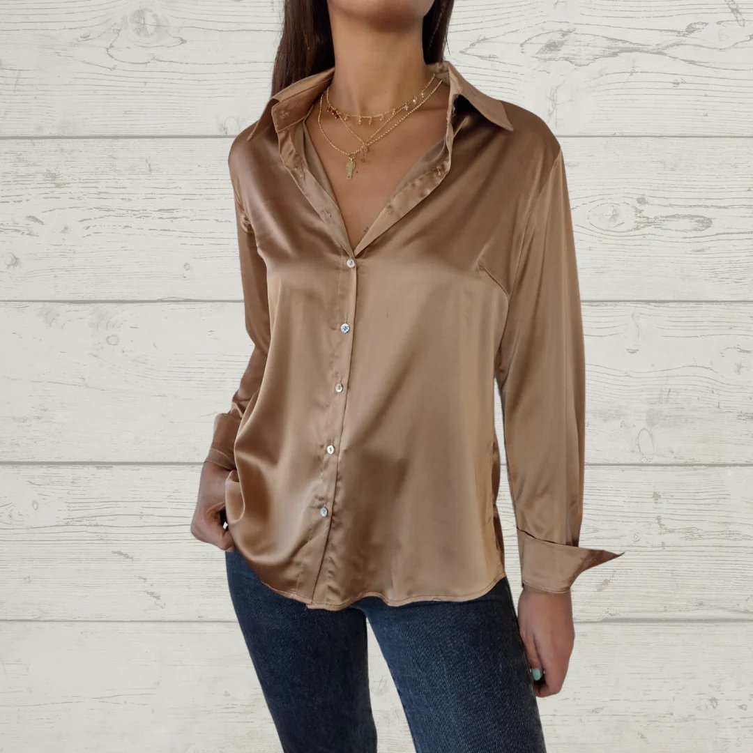 Satin Lapel Single-breasted Shirt