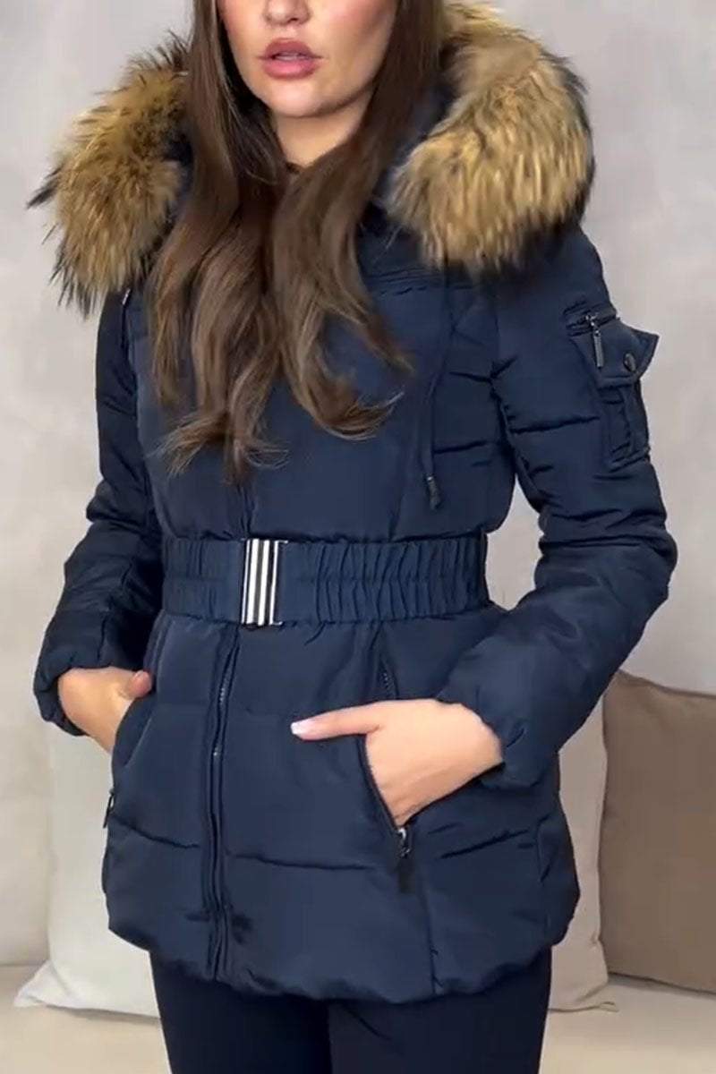 Casual Solid Color Hooded Jacket