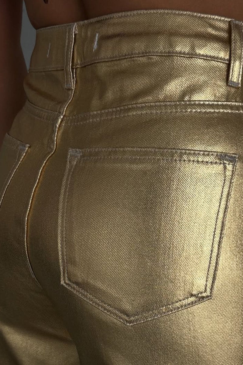 Women's Fashion Metallic Coated Jeans