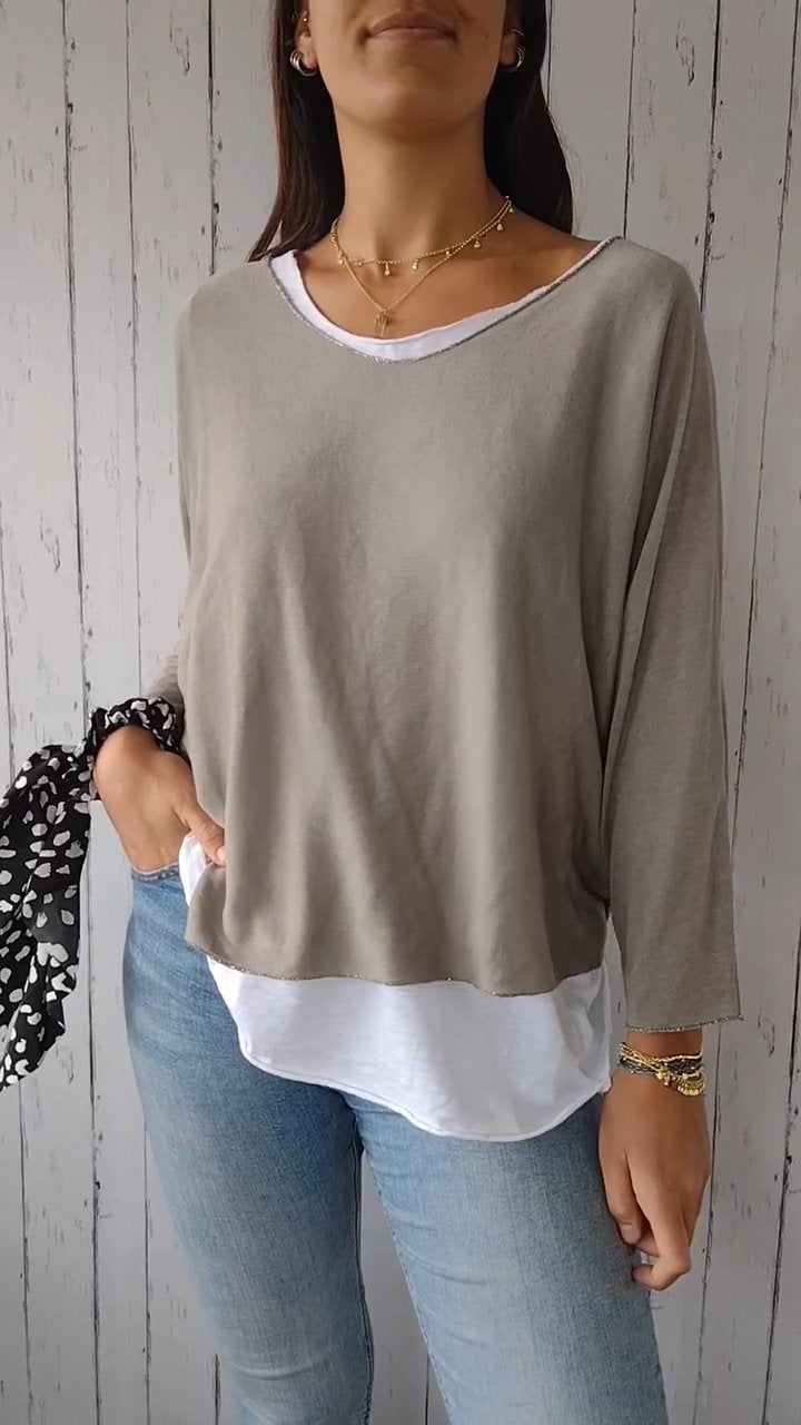 V-neck Fake Two-piece Comfortable Top