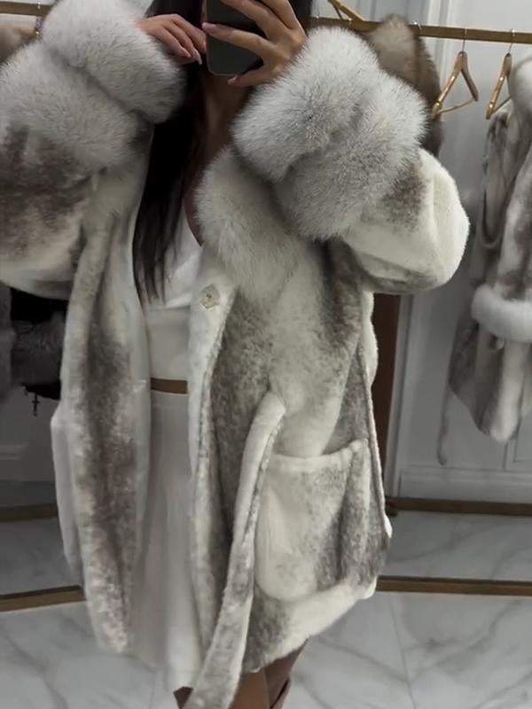 Women's Fur Lapel Fashion Coat