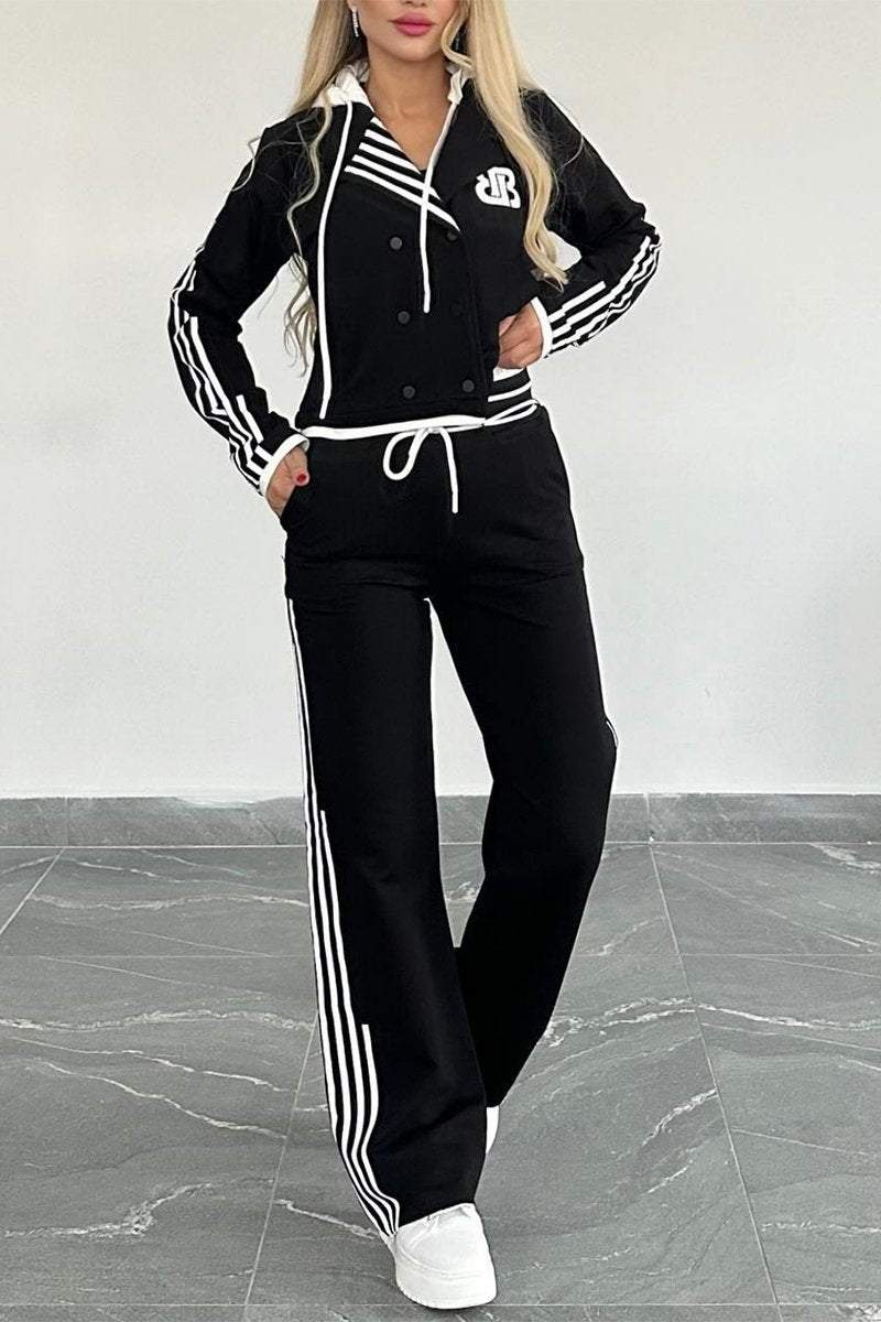 Women's Contrast Web Hooded Pants Suit