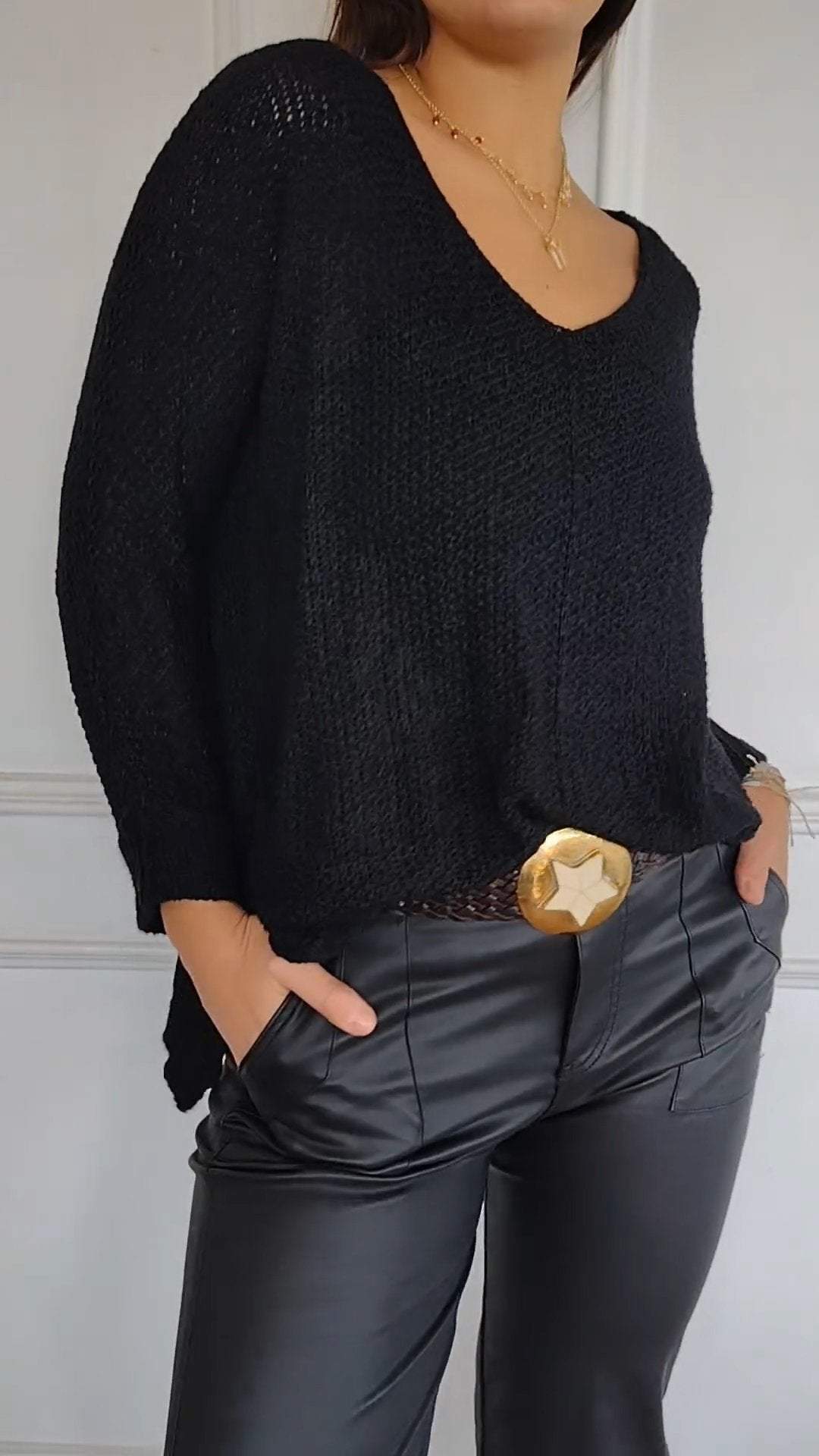 Casual V-neck Knitted Top