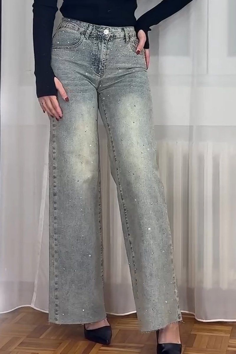 Women's Fashion Diamond Embellished Jeans