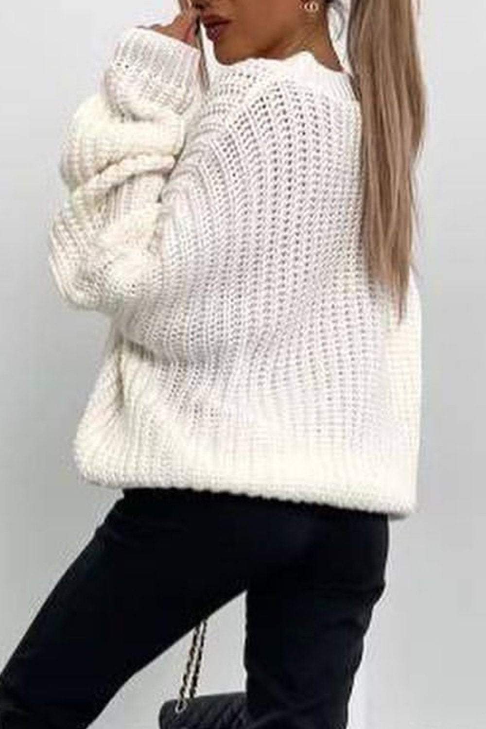 Women's Solid Color V-neck Top Sweater