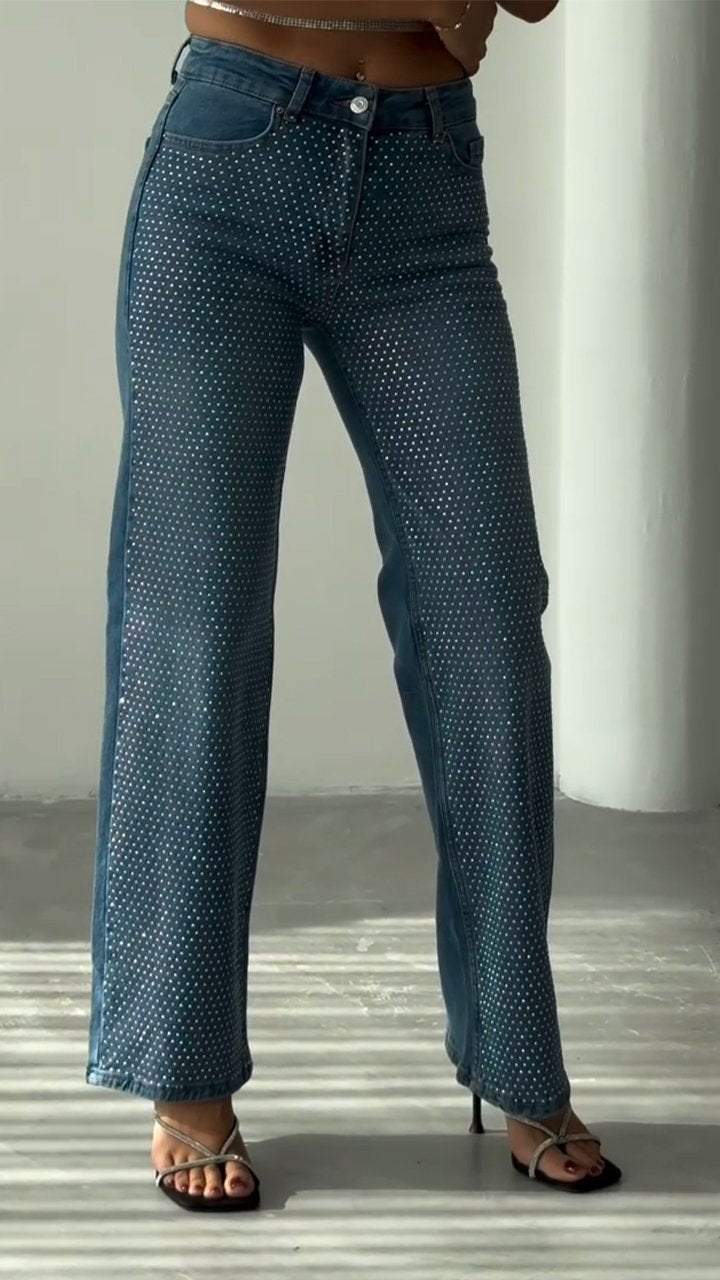 Women's Casual Stretch Jeans with Rhinestones