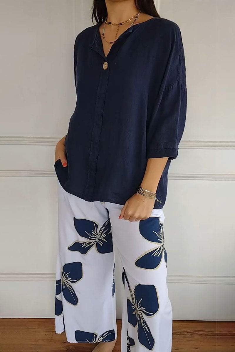 Women's Two-piece Mid-sleeve Shirt Set