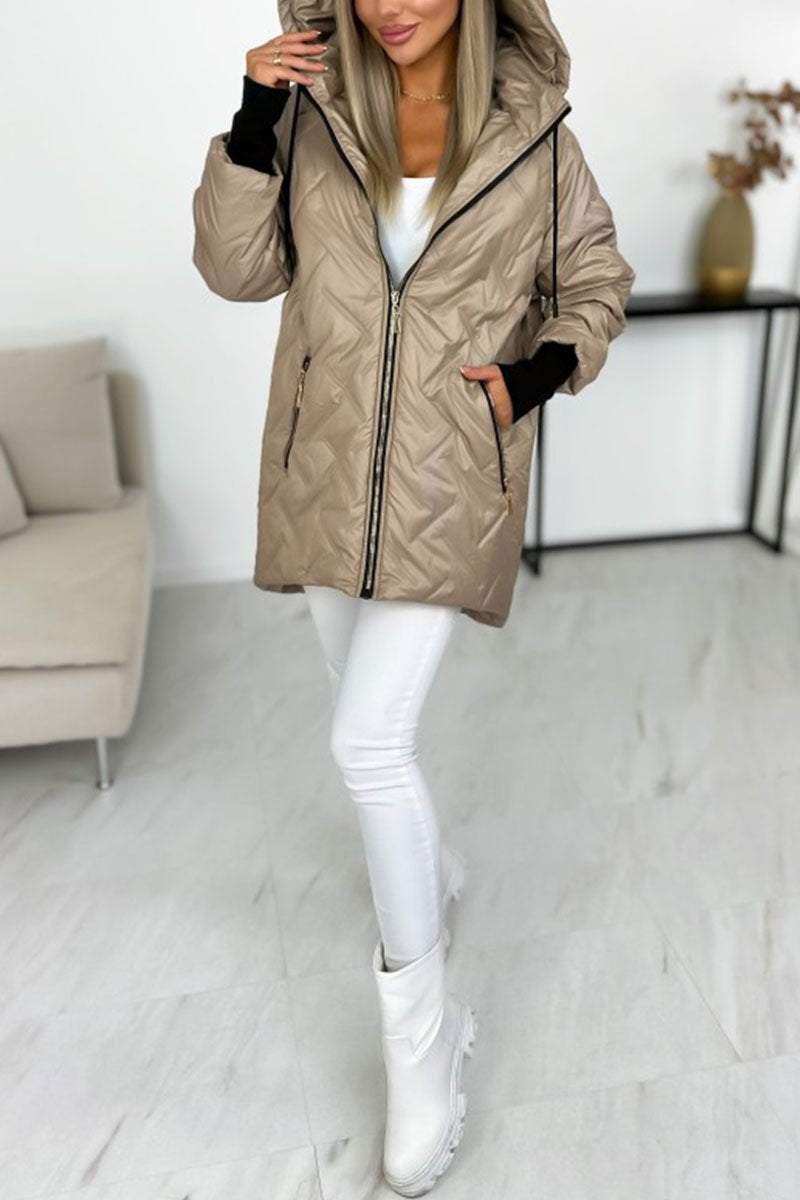 Women's Winter Multi-colored Warm Zipper Hooded Coat