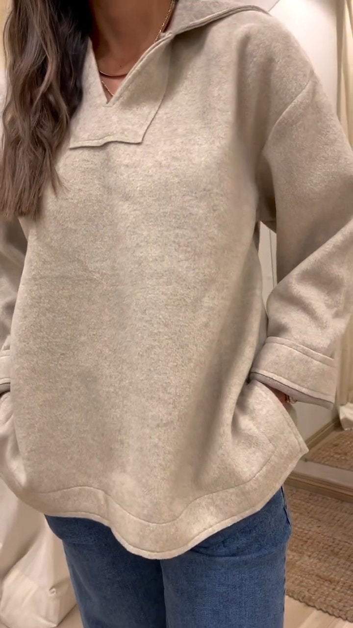 Women's Casual Solid Color V-Neck Hooded Slit Hem Top