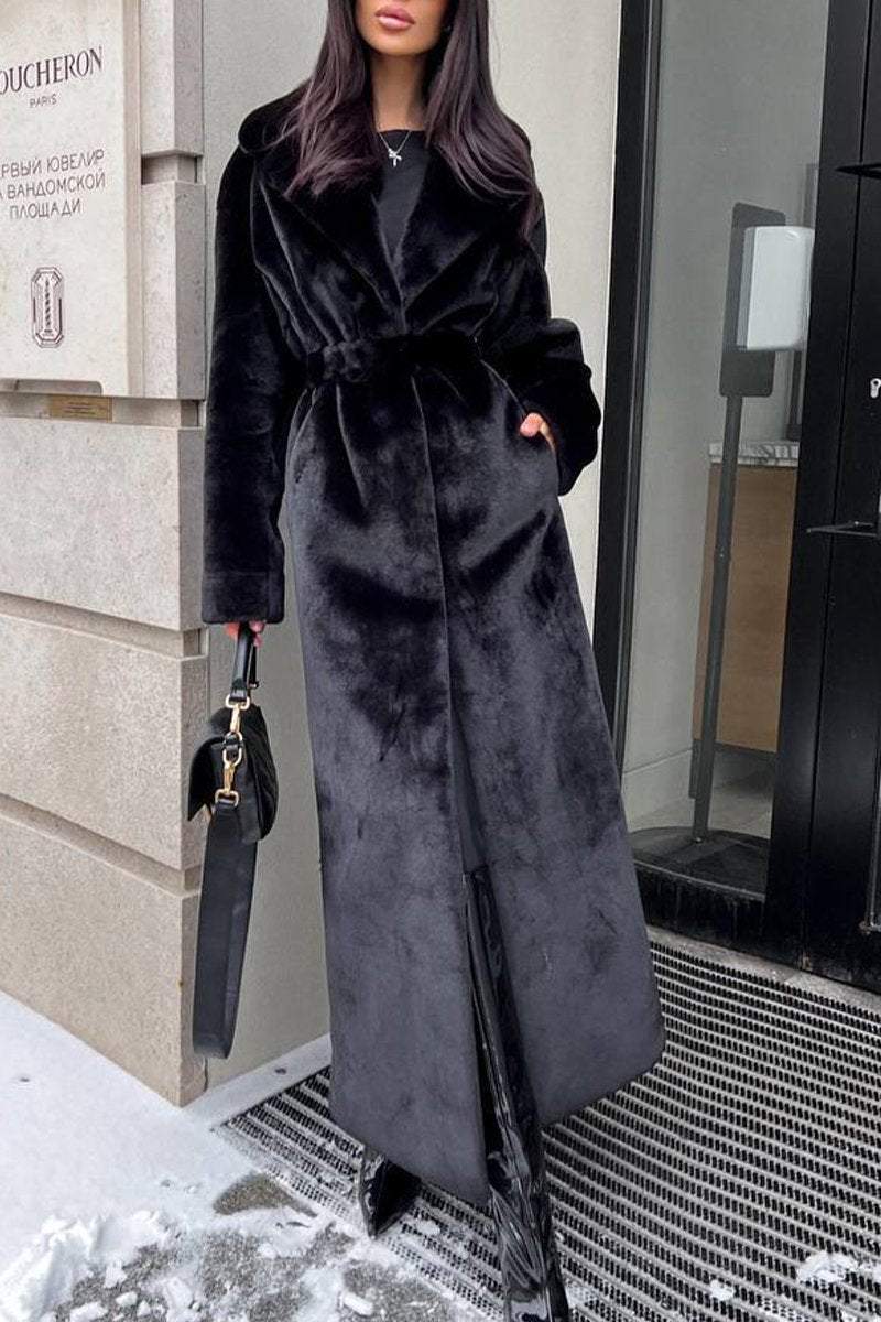 Women's Fur Lapel Warm and Fashionable Long Coat