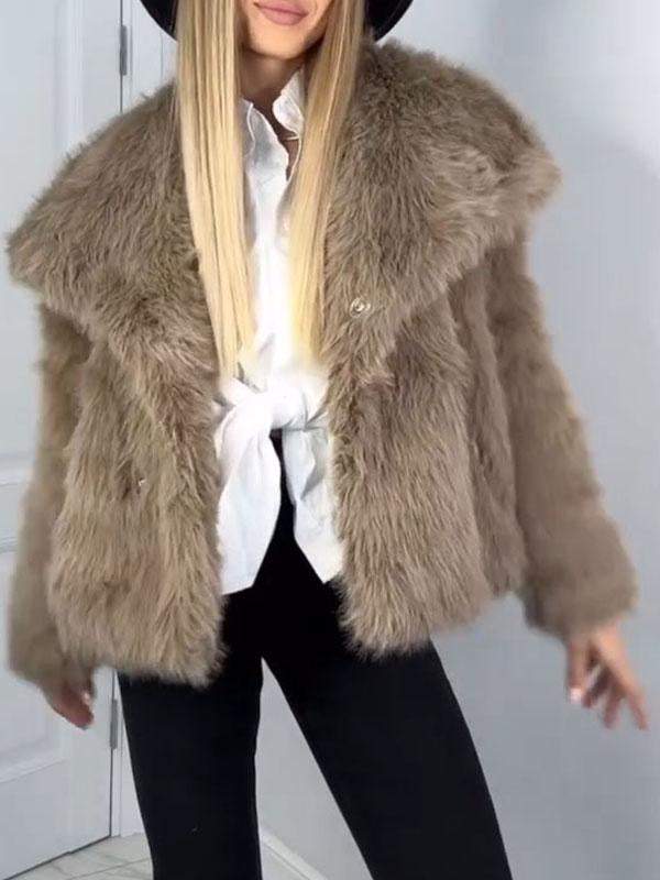 Women's Lapel Plush Coat