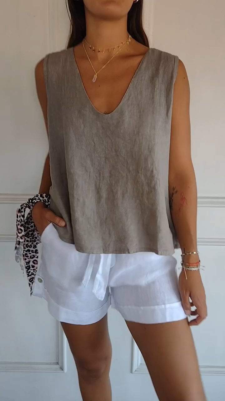 Casual V-neck Sleeveless Top