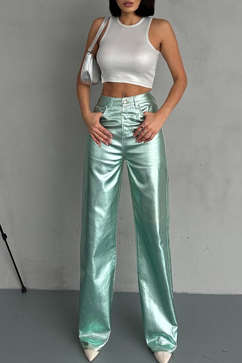 Women's Fashion Metallic Coated Jeans