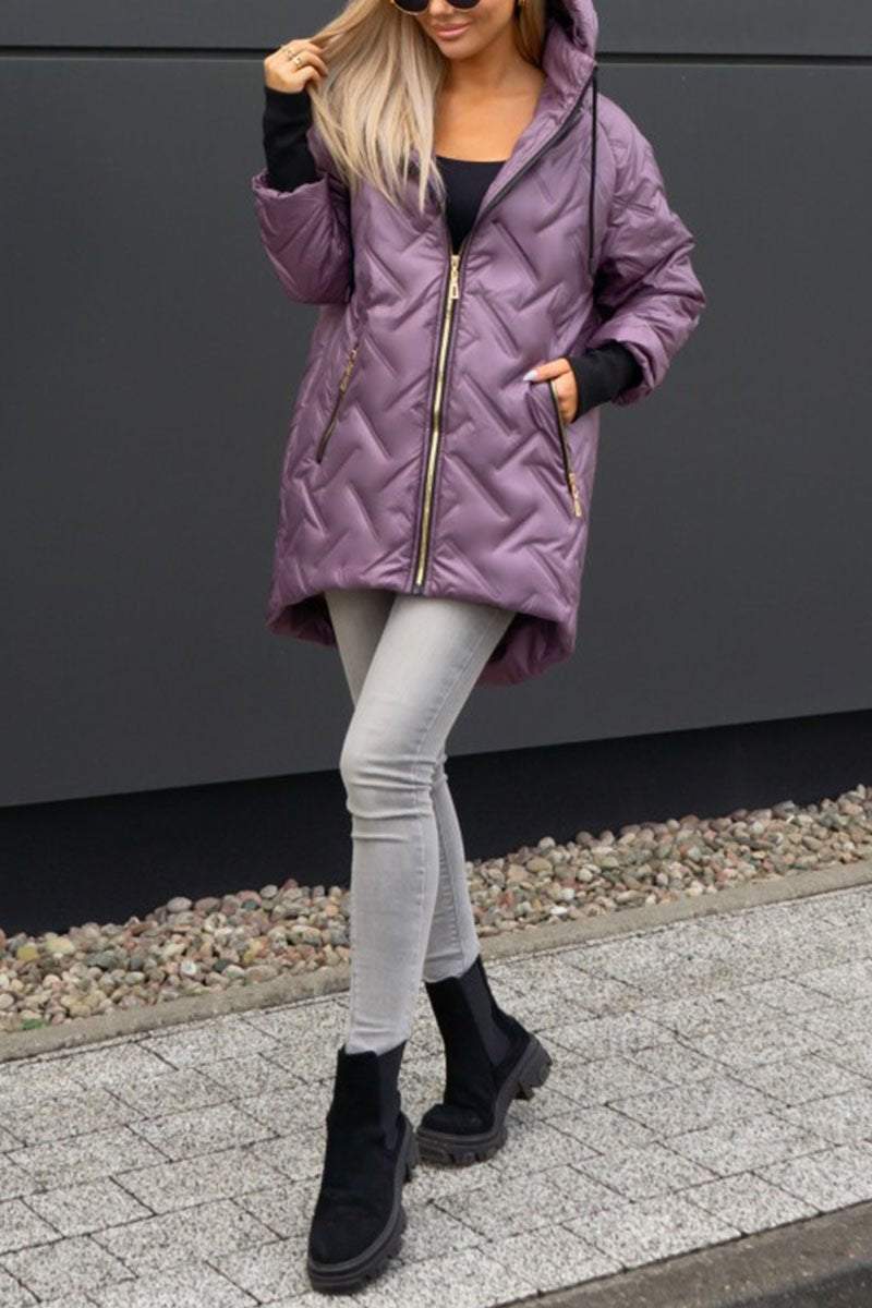 Women's Winter Multi-colored Warm Zipper Hooded Coat