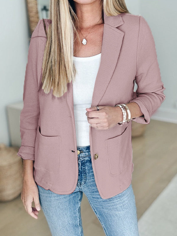 Women's Lapel Button Casual Jacket