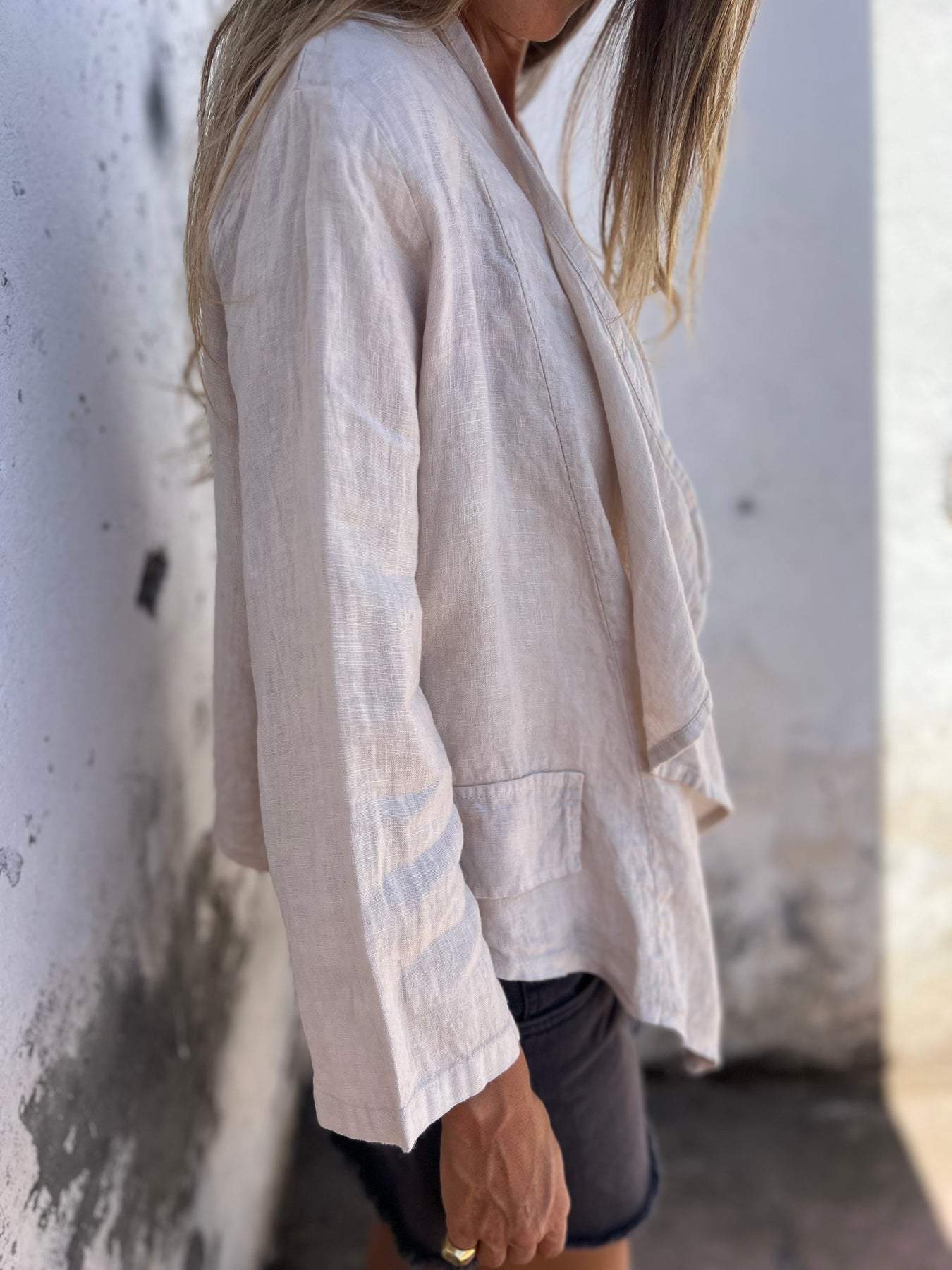 Cotton and Linen Solid Color Thin Cardigan