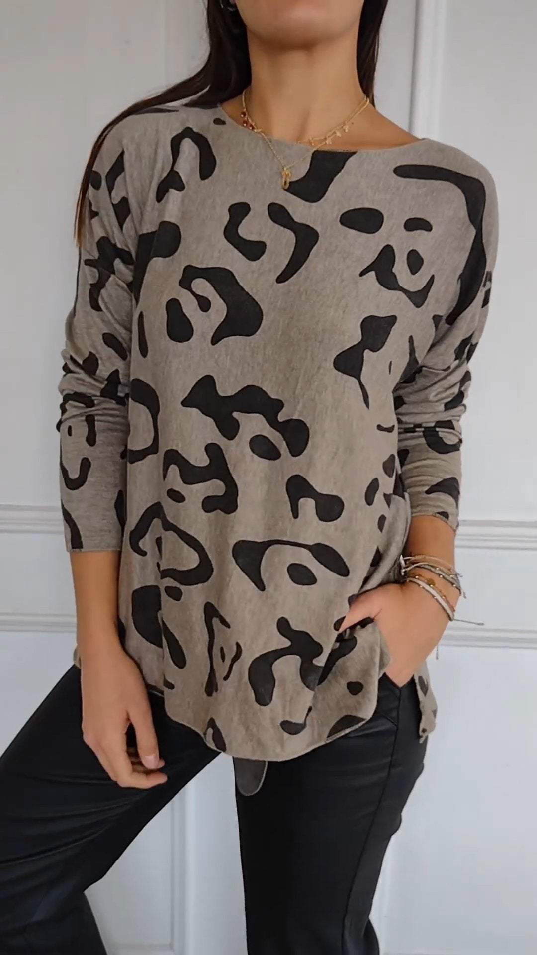 Casual Round Neck Long Sleeve Top