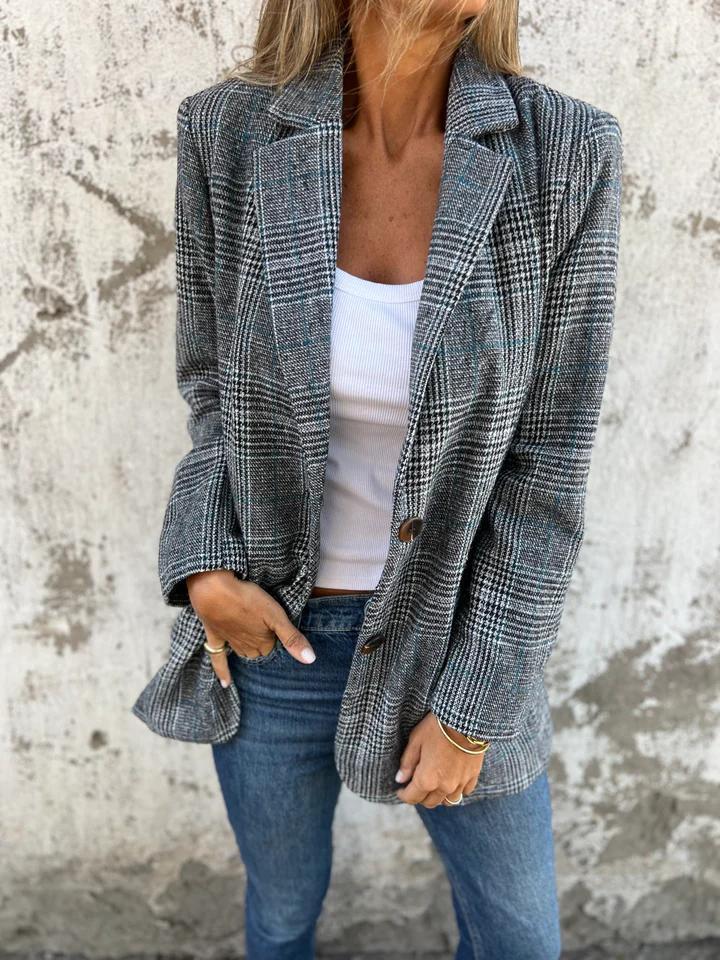 Casual Lapel Plaid Blazer