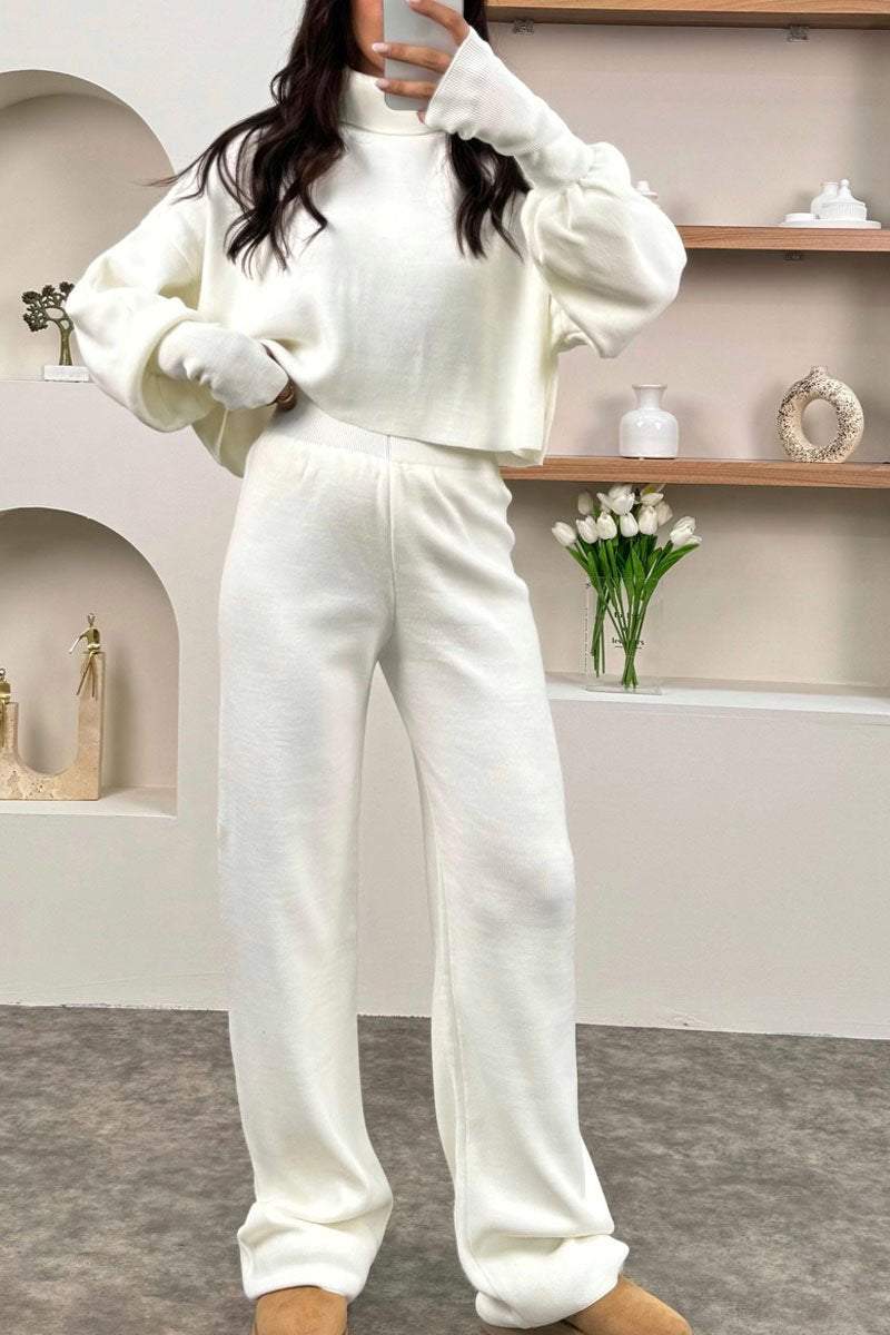 Women's Casual Solid Color Knitted Two-piece Set