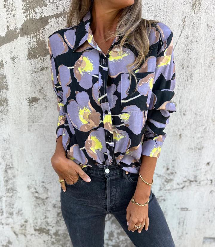 Lapel Single-breasted Printed Shirt