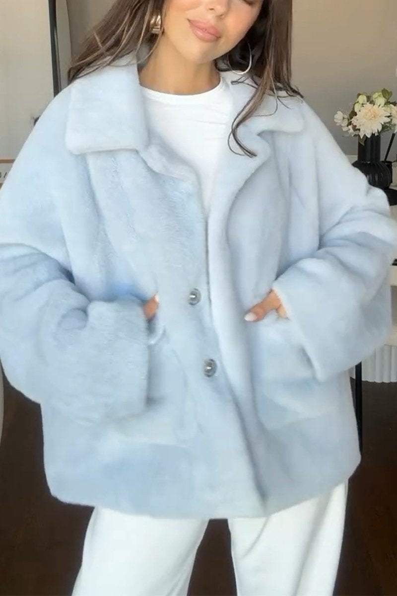 Women's Casual Lapel Single-breasted Faux Fur Winter Coat