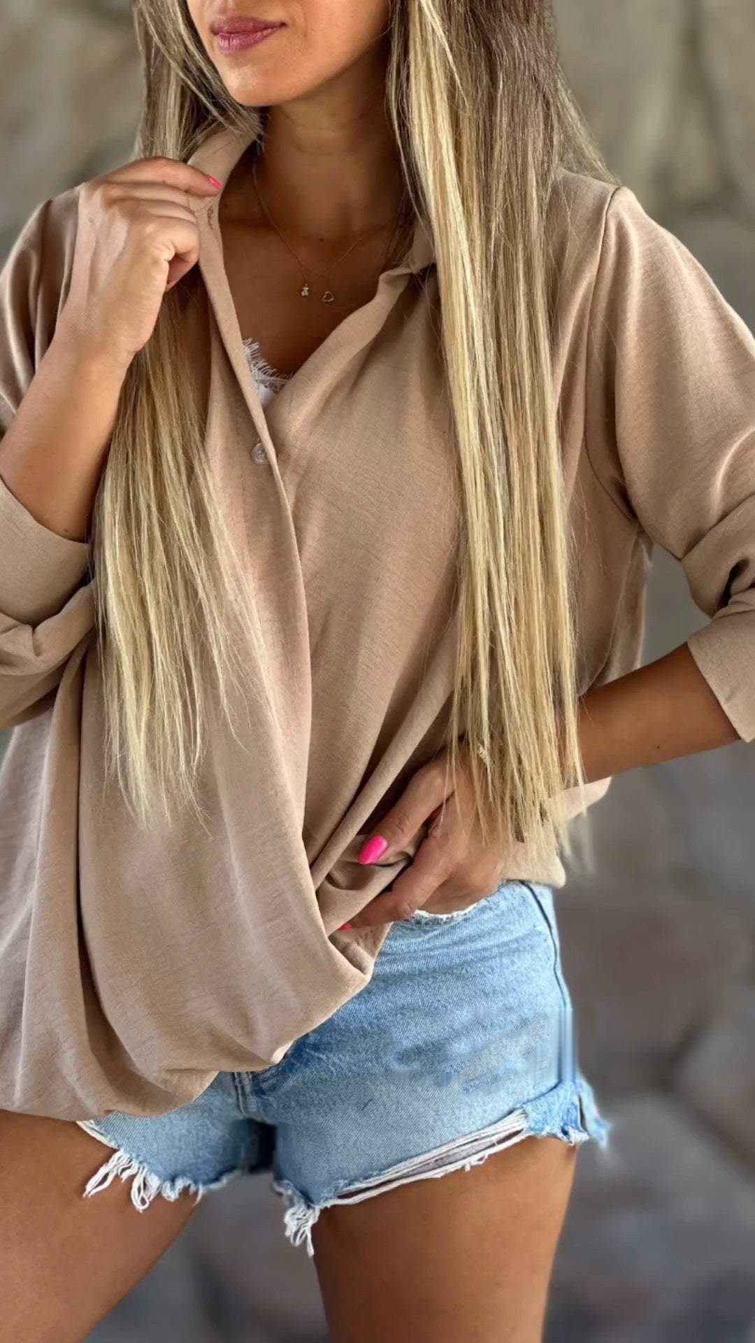 V-neck Irregular Shirt