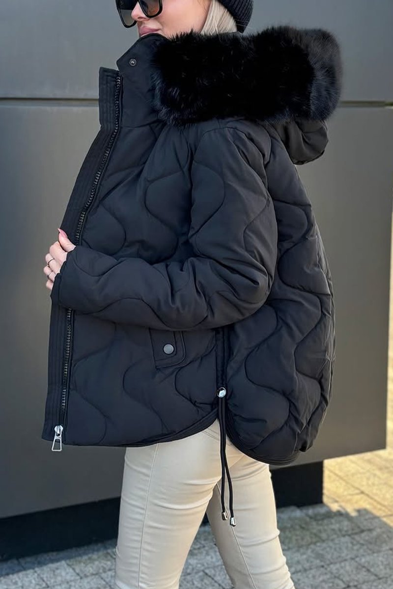 Women's Casual Warm Hooded Fur Collar Cotton Coat