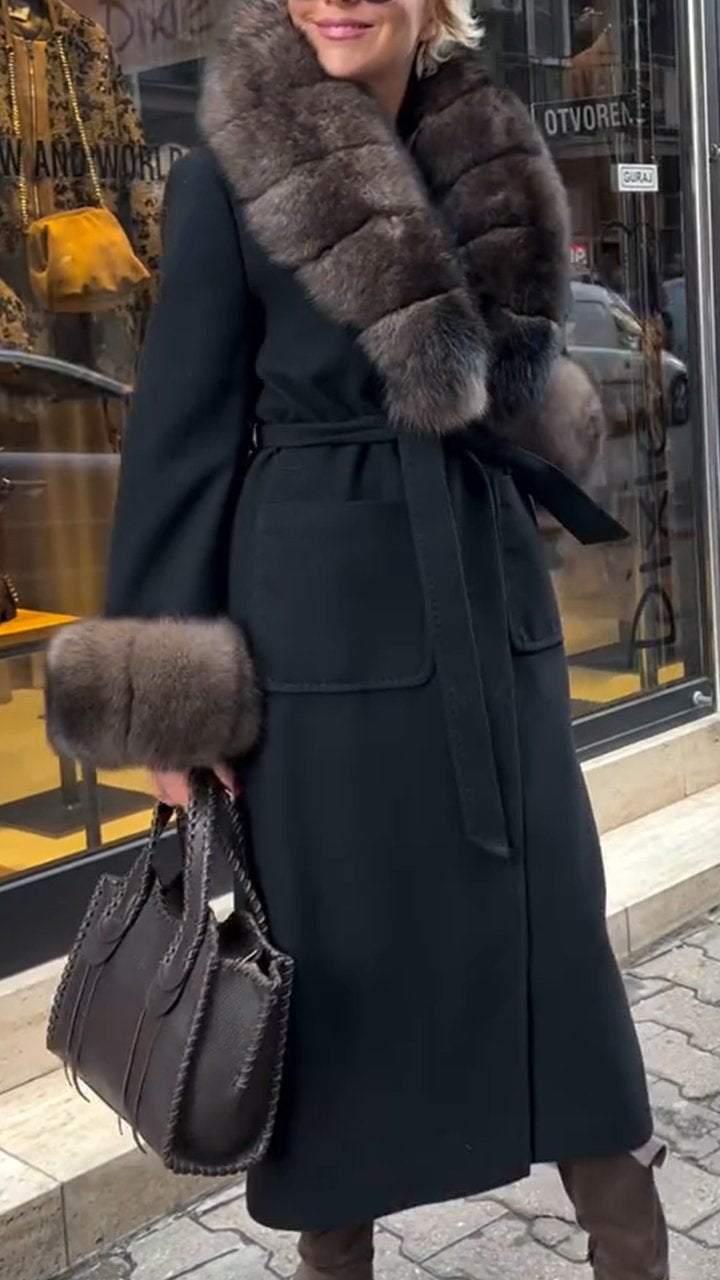 Women's Fur Lapel Long Casual Coat