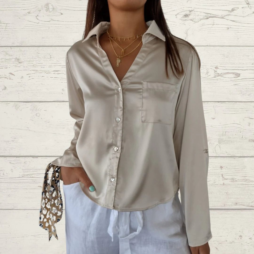 Lapel Single-breasted Satin Shirt