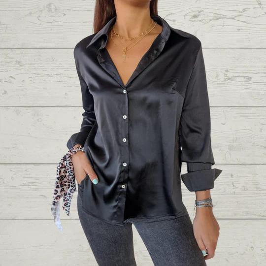 Satin Lapel Single-breasted Shirt