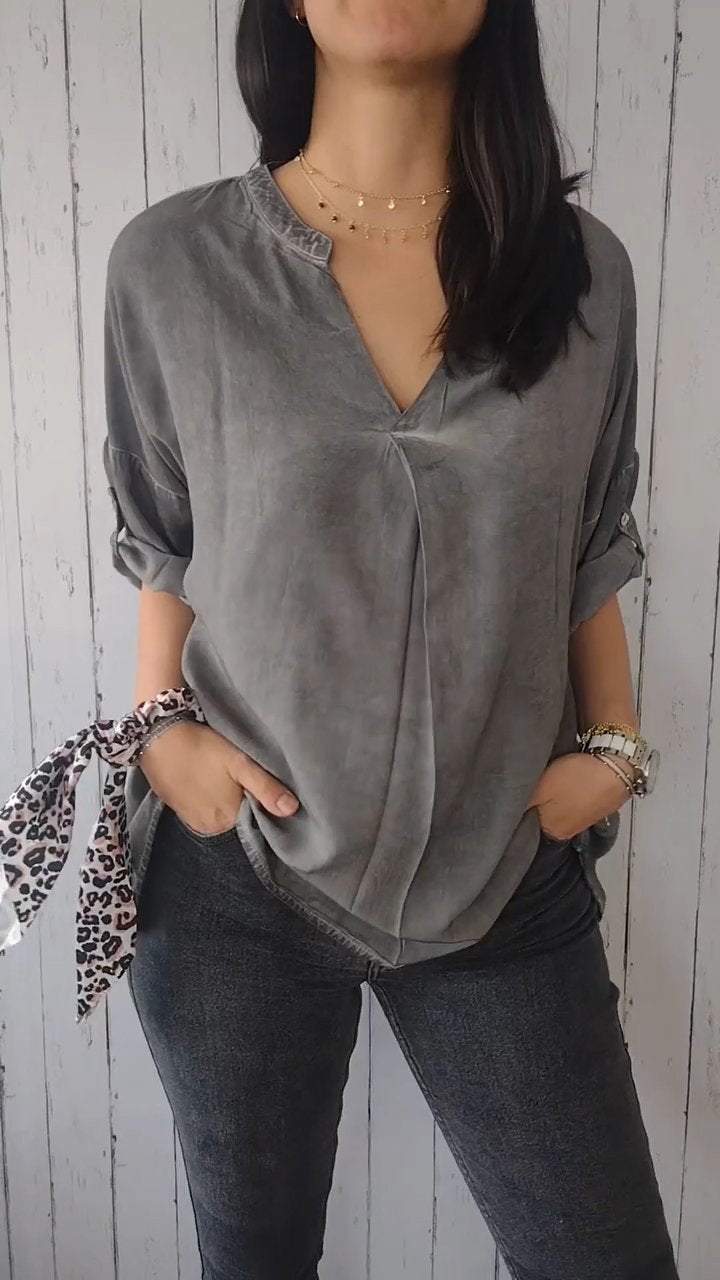 V-neck Mid-sleeve Comfortable Casual Top