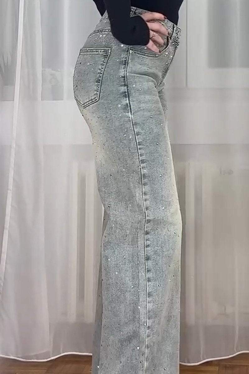 Women's Fashion Diamond Embellished Jeans