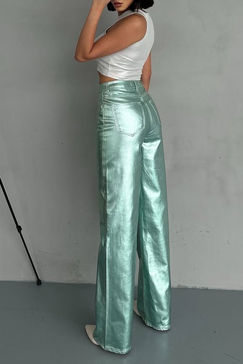 Women's Fashion Metallic Coated Jeans