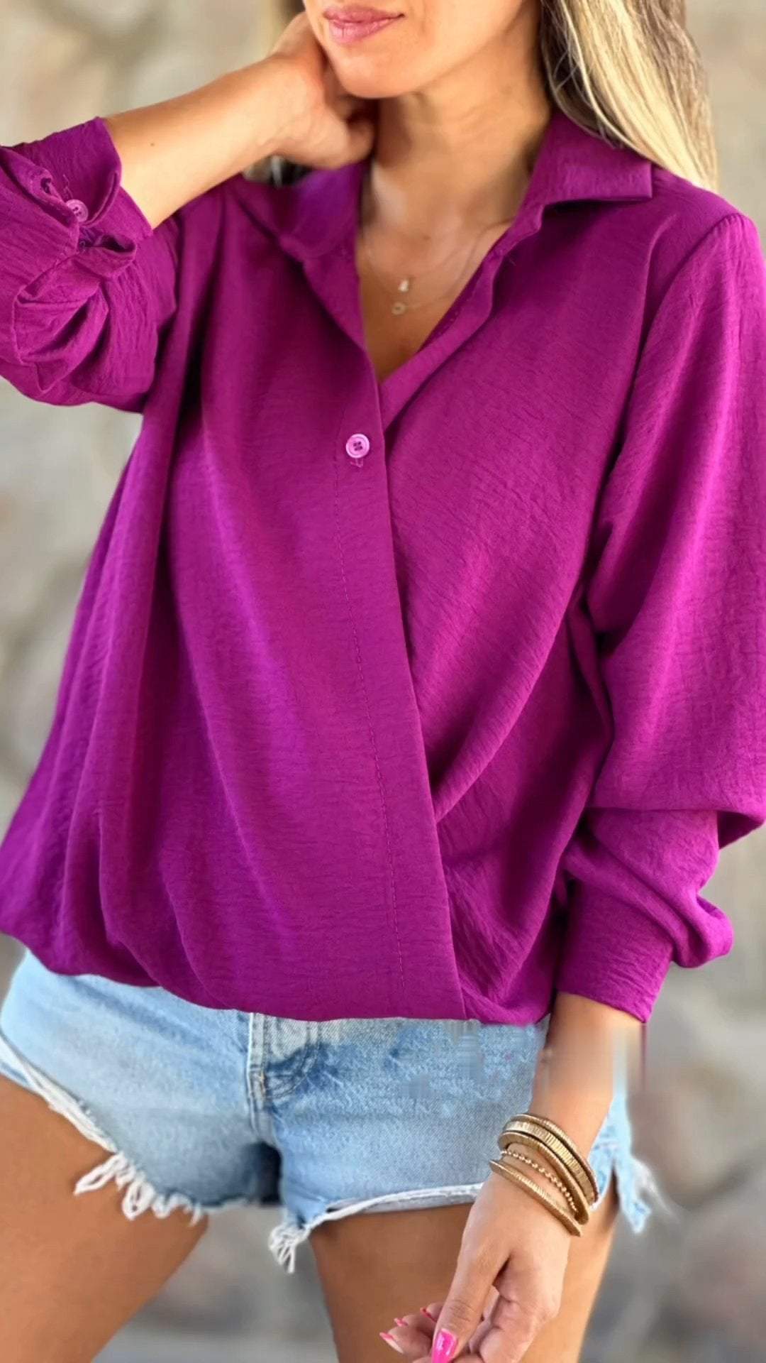 V-neck Irregular Shirt