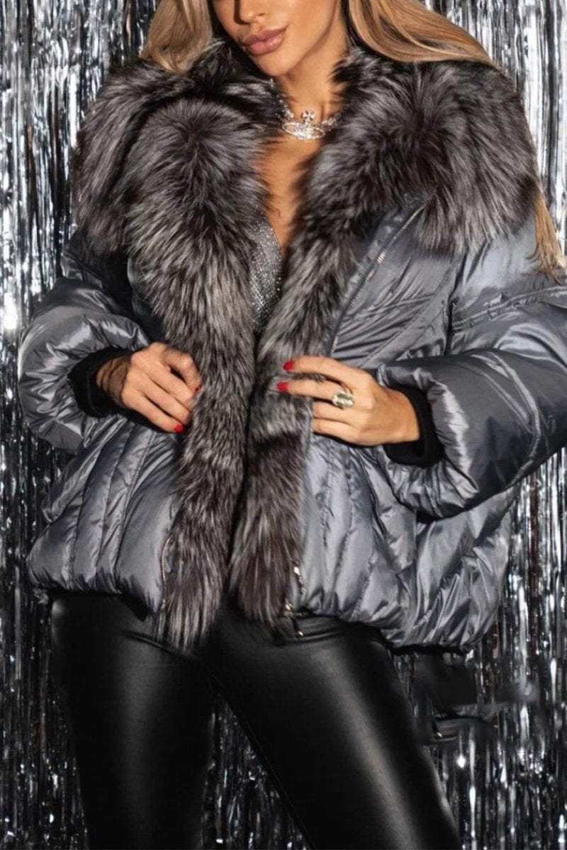 Women's Casual Lapel Fur Collar Coat