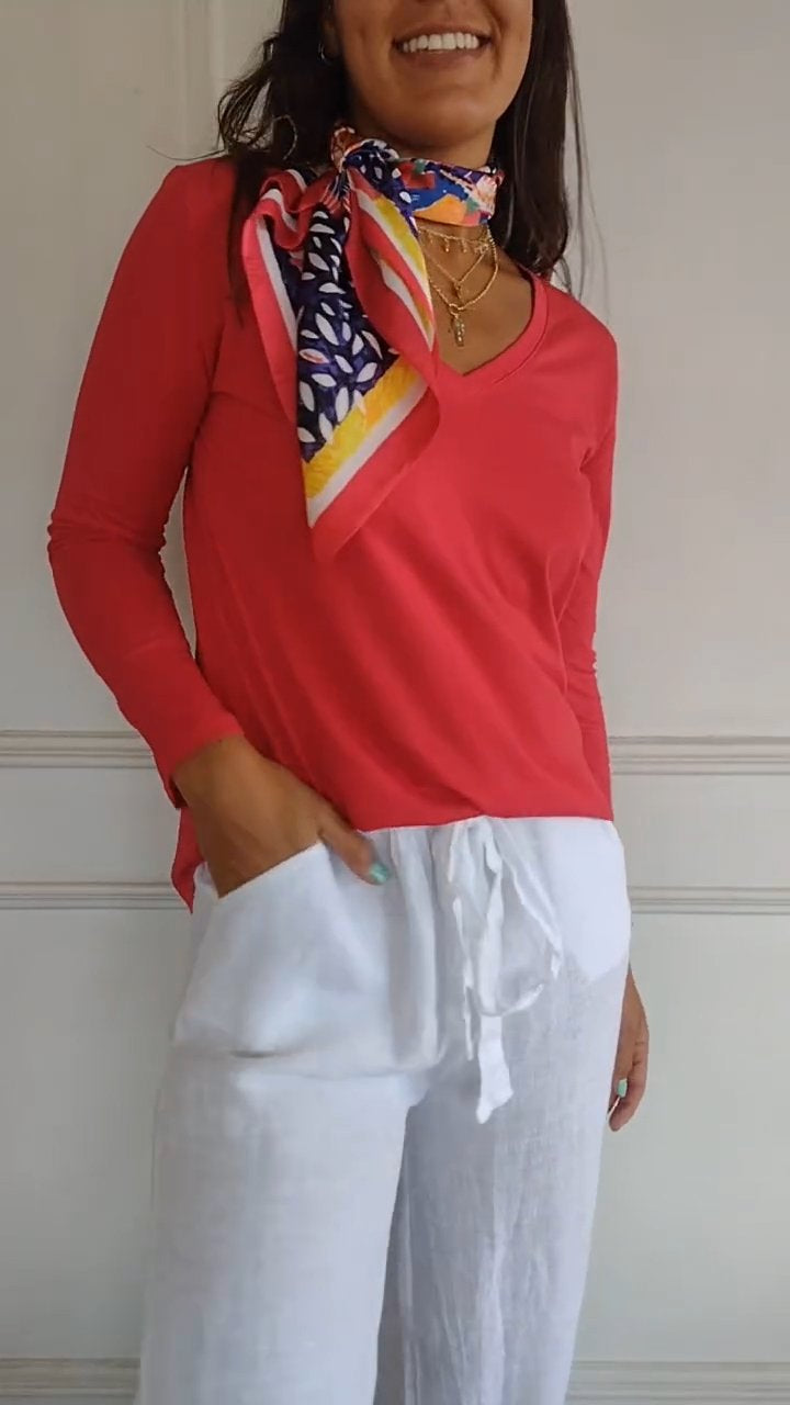 V-neck Long-sleeved Top