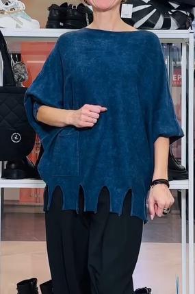 Women's Casual Round Neck Batwing Sleeve Top