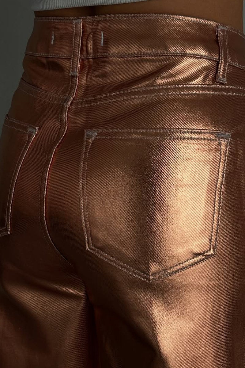 Women's Fashion Metallic Coated Jeans